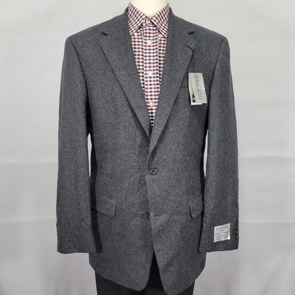 Gianfranco Ruffini Italy Men's Sport Coat Blazer Two Button Gray Camel Blend 42L